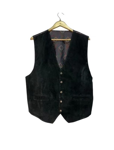 Vintage Süet ve Şal Desenli Yelek