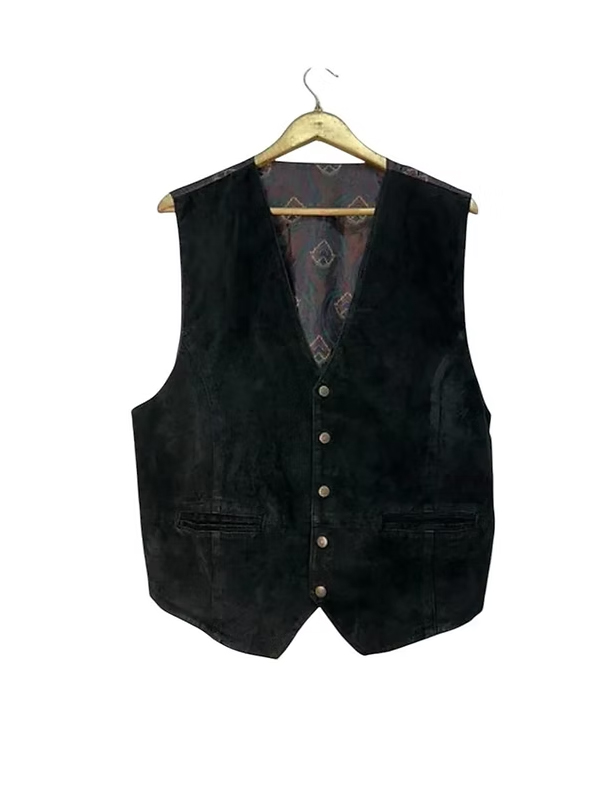 Vintage Süet ve Şal Desenli Yelek