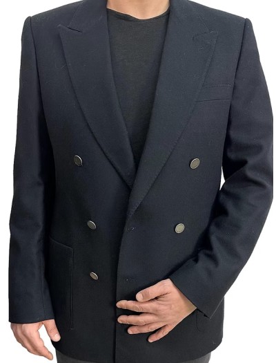 Vintage Lacivert Silver Düğmeli Kaşmir  Blazer