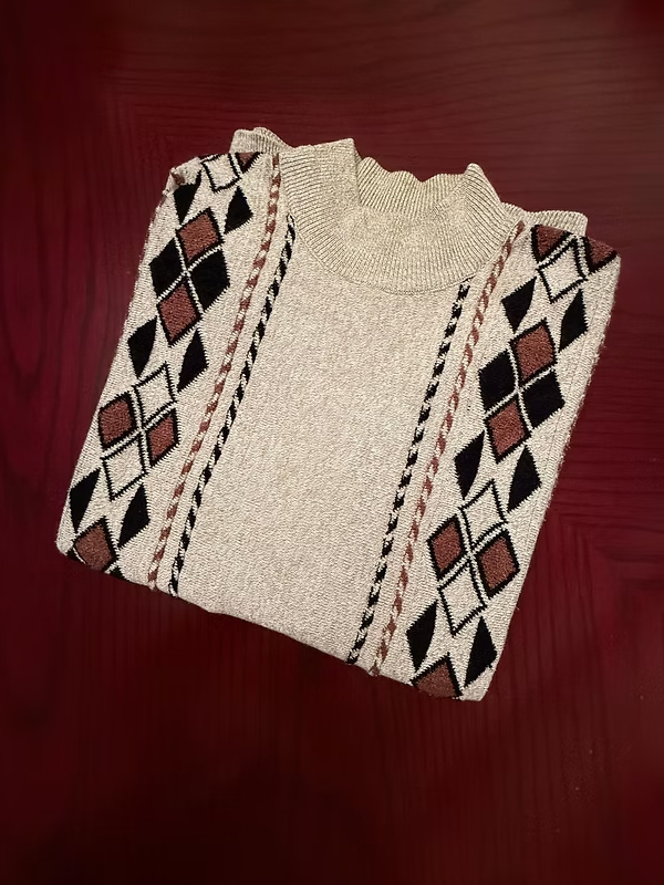 Vintage Karaca Yarım Balıkçı Kazak / Kahverengi