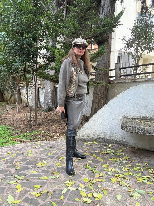 Biba Suni Kürk ve Dantel Detaylı Yelek