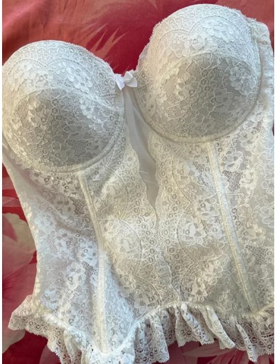Vintage Dantel Beyaz Büstiyer