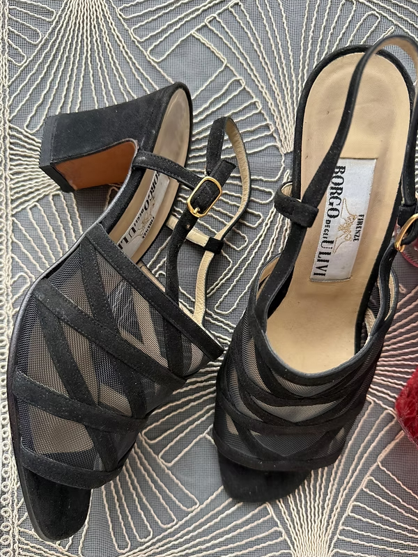 Vintage Made in Italy Süet& Tül Sandalet