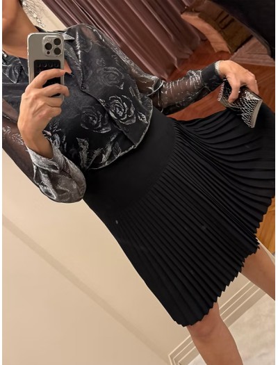 Vintage Şifon Piliseli Etek -Made in Germany