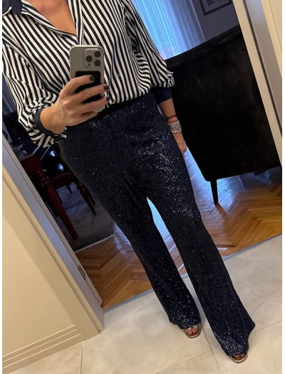 Lacivert Payetli Bol Paça Pantolon Lacivert Payetli Bol Paça Pantolon