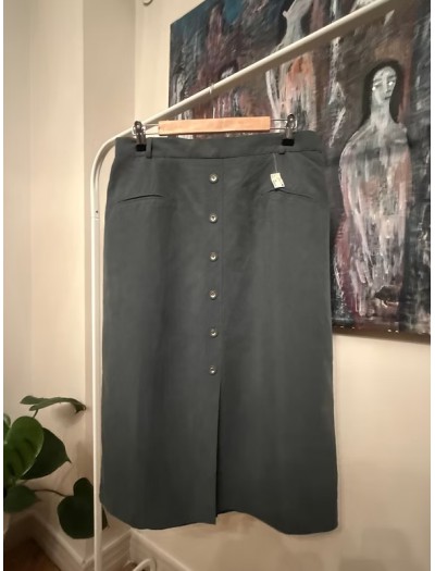 Vintage keten karışımlı midi etek Vintage keten karışımlı midi etek