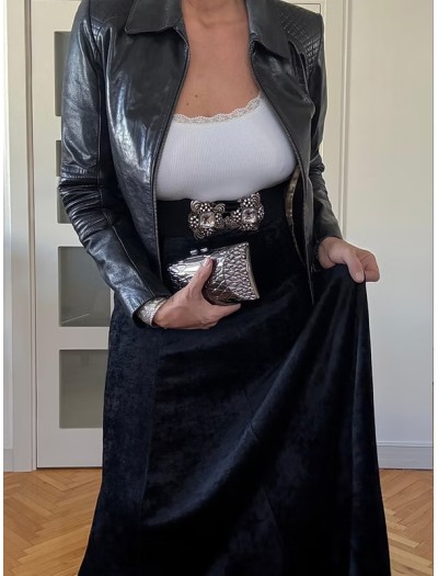 Vintage Maksi Siyah Kadife Etek Vintage Maksi Siyah Kadife Etek