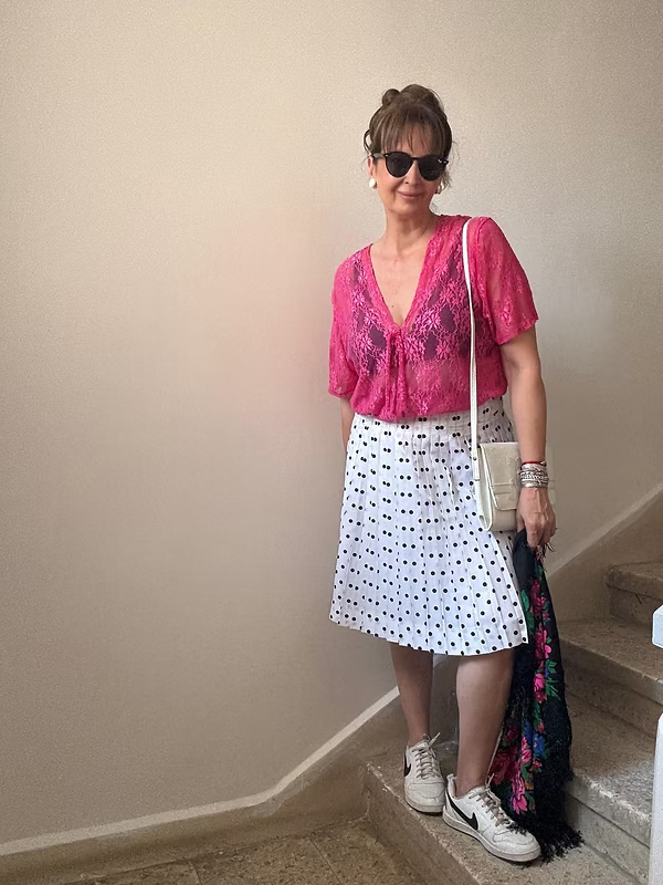 Vintage Piliseli Puantiye Etek