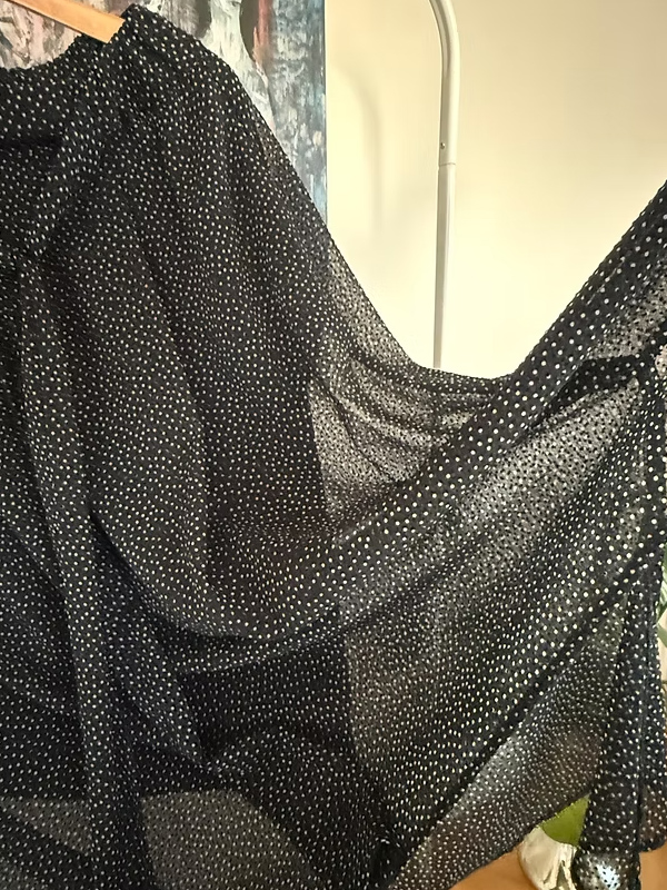 Vintage Şifon Puantiye Asimetrik Etek