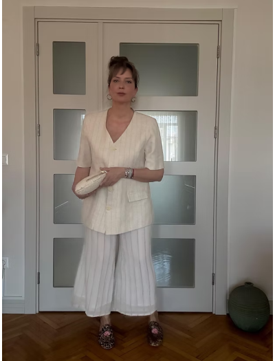 Vintage Oversize Keten Ceket