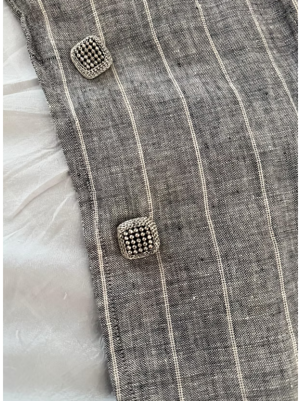 Vintage Keten Çizgili Ceket