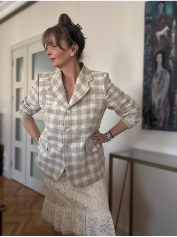 Vintage Ekose Keten Ceket