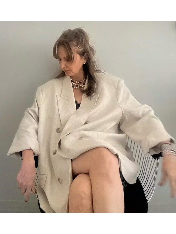 Vintage Keten karışımlı Oversize Ceket