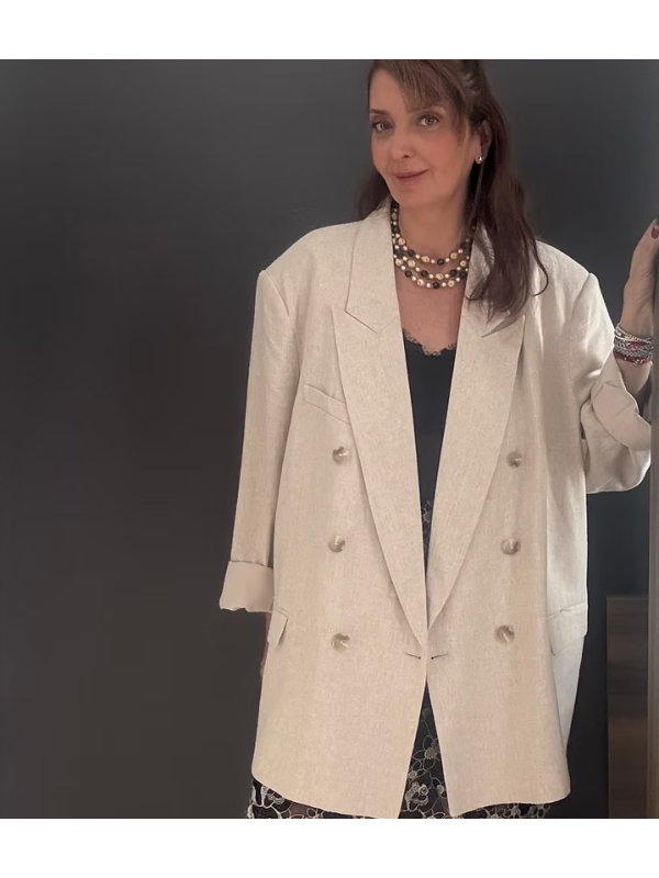 Vintage Keten karışımlı Oversize Ceket