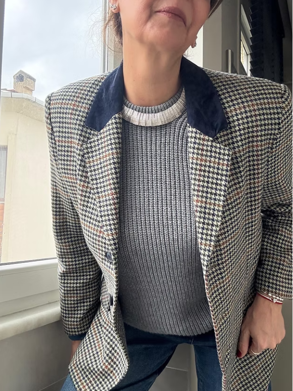 Vintage İtalyan Kadife Yakalı Ceket