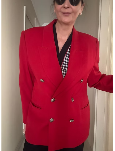 Vintage Silver Düğmeli Boyfriend Blazer