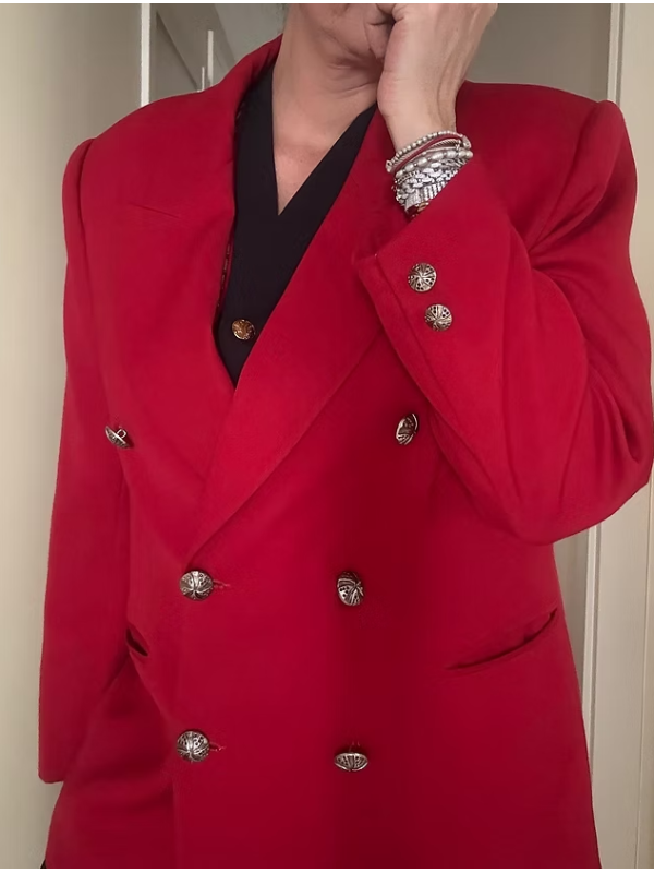 Vintage Silver Düğmeli Boyfriend Blazer