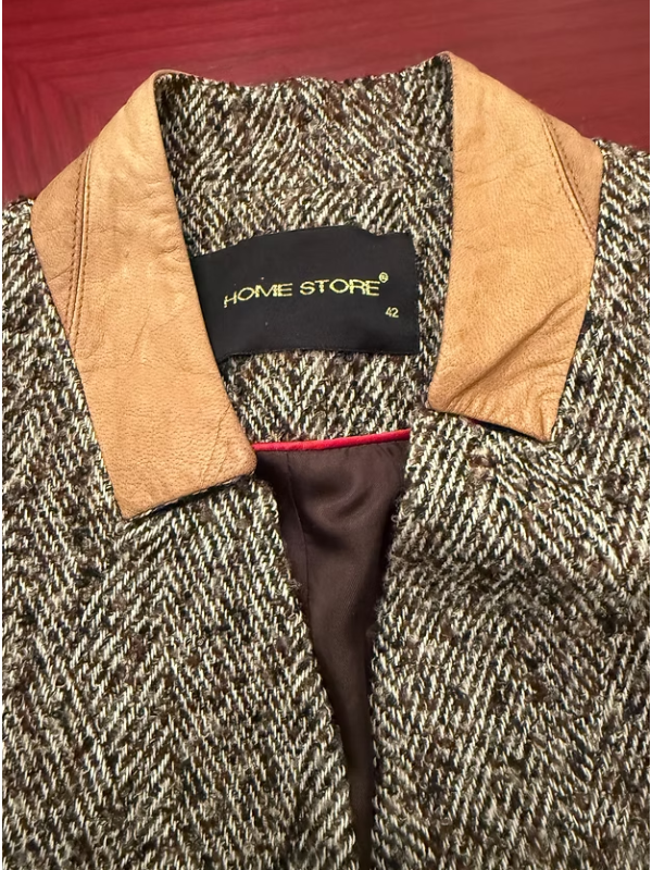 Home Store Balıksırtı ve Deri Detaylı Ceket