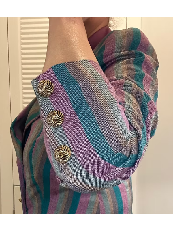 Vintage 80’ler gold düğmeli çizgili ceket