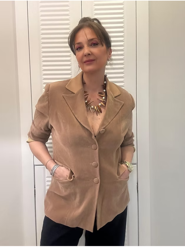 Vintage saten yakalı kadife dokulu ceket