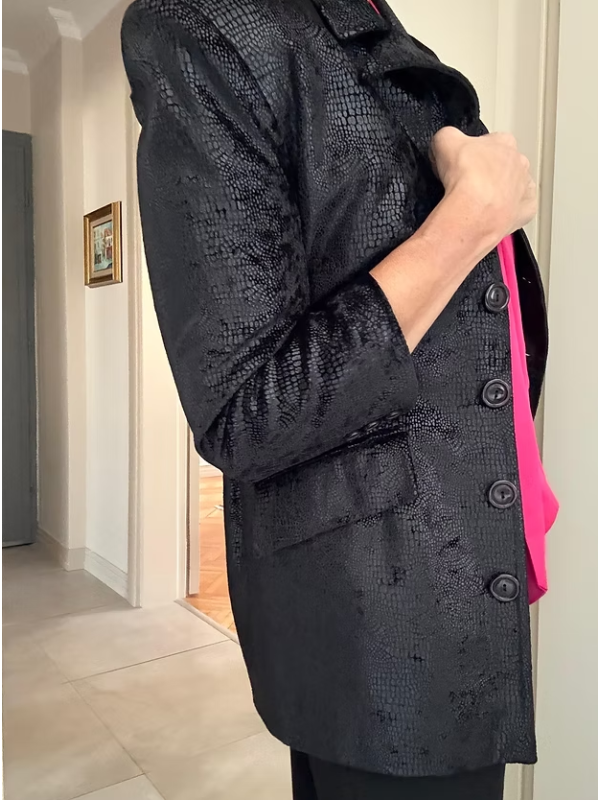 Vintage yılan baskılı parlak ceket