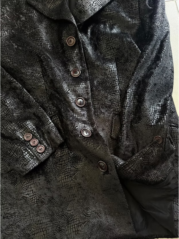 Vintage yılan baskılı parlak ceket