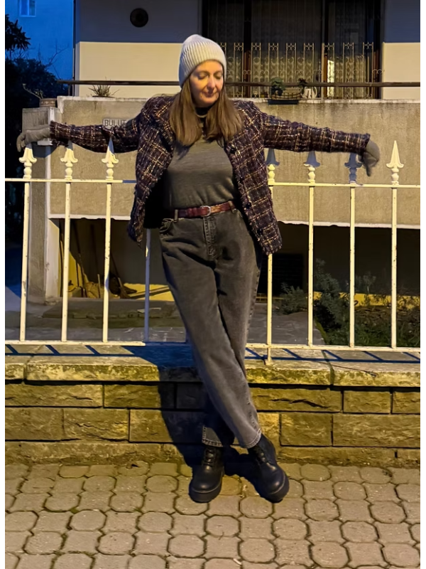 Tüvit Cep Detaylı Vintage Ceket