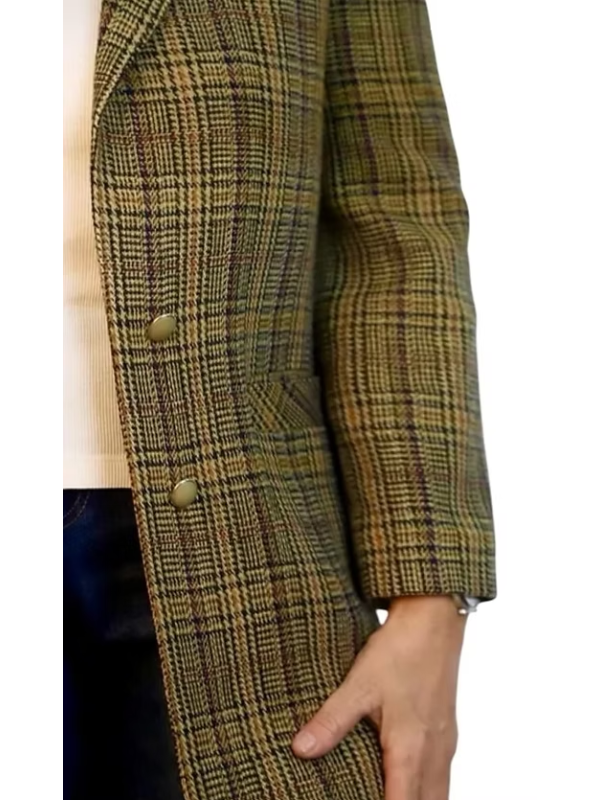 Vintage Çift düğmeli Ekose Ceket