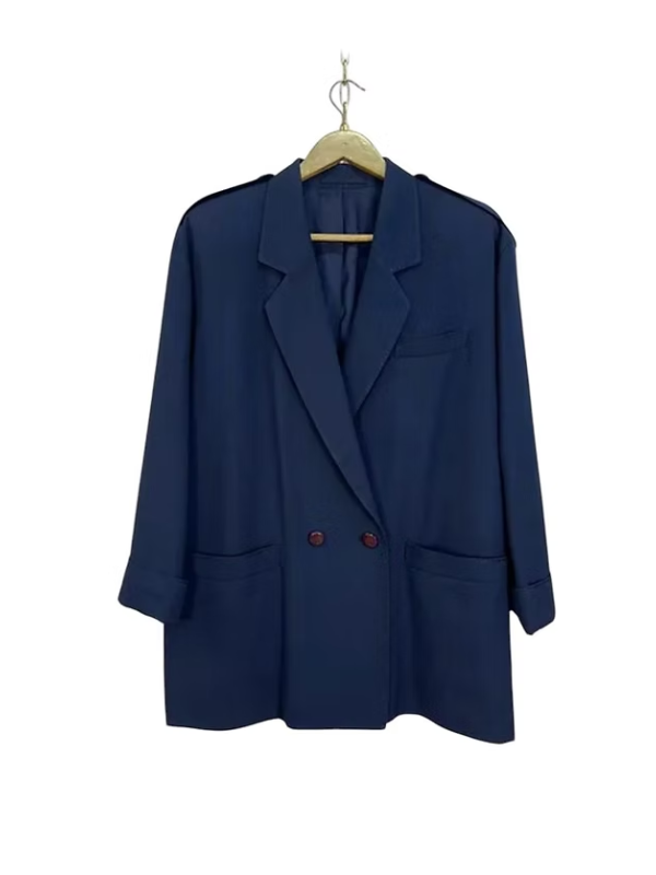 Vintage Lacivert Boyfriend Ceket