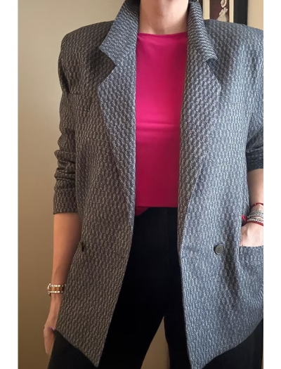 Titiz Geometrik Desenli Boyfriend Ceket Titiz Geometrik Desenli Boyfriend Ceket