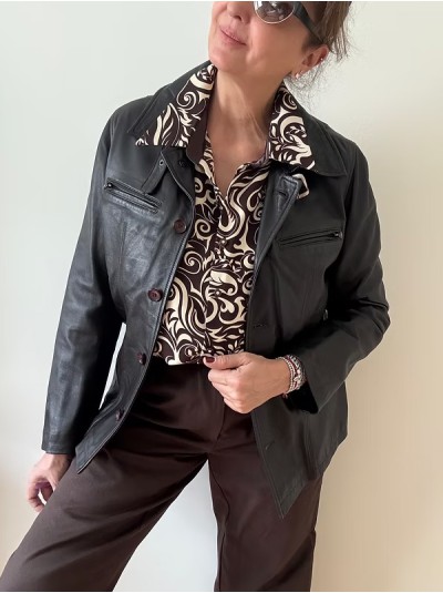 Vintage Kahverengi Deri Ceket