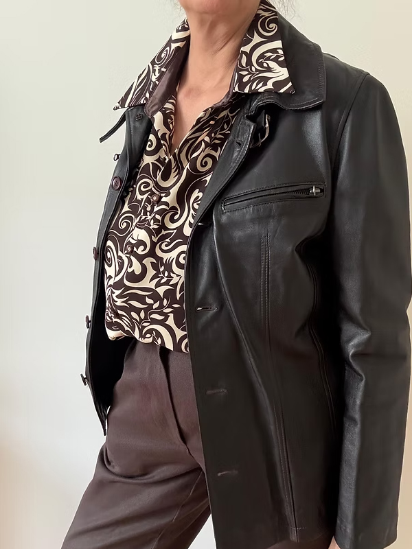 Vintage Kahverengi Deri Ceket