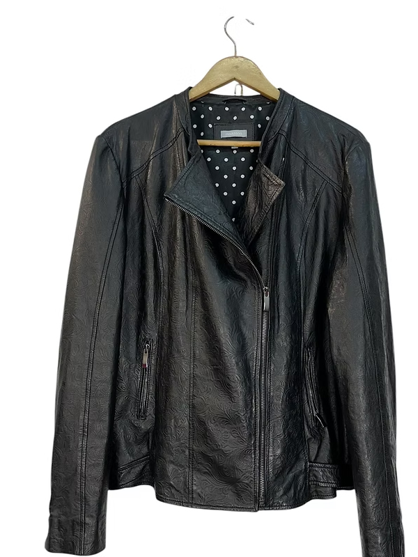 Vintage Şal Desenli Deri Ceket / Mont