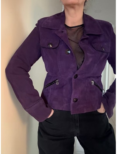 Vintage Saten Astarlı Süet Mor Ceket Vintage Saten Astarlı Süet Mor Ceket