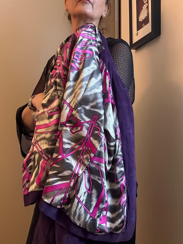 Vintage Saten Astarlı Süet Mor Ceket