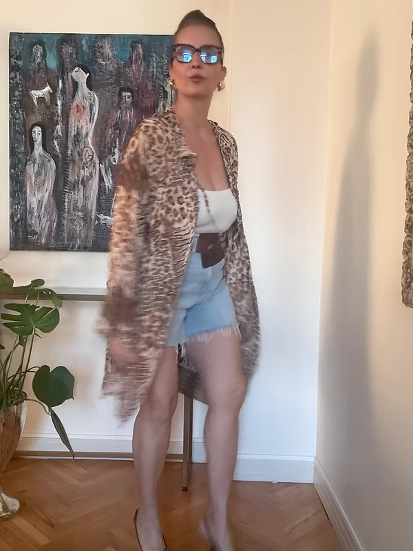 Vintage Leopar Şifon Tunik / Kimono