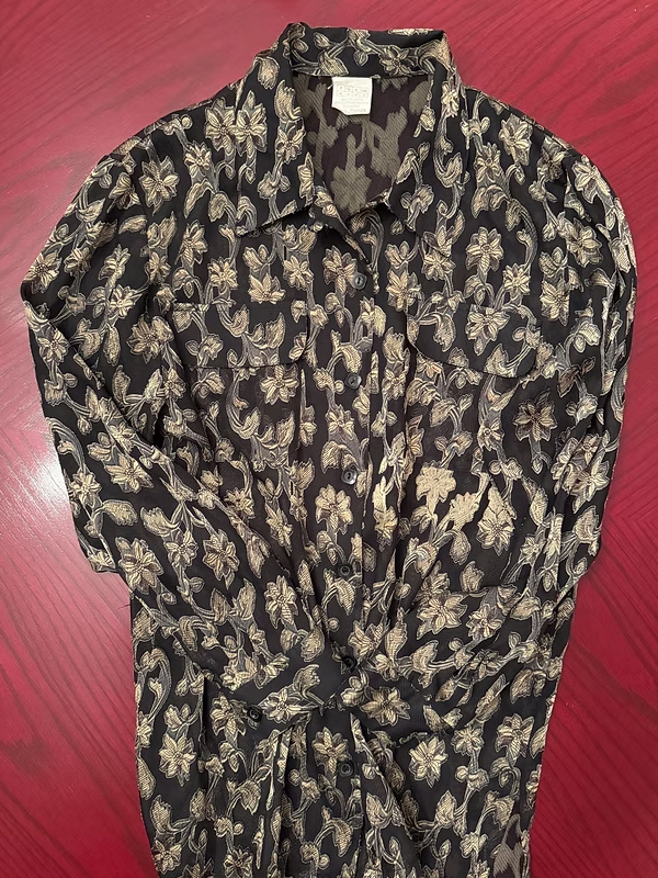 Vintage Gold Yaprak Desenli Gömlek
