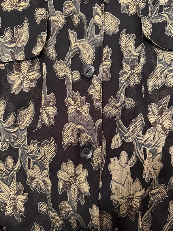 Vintage Gold Yaprak Desenli Gömlek