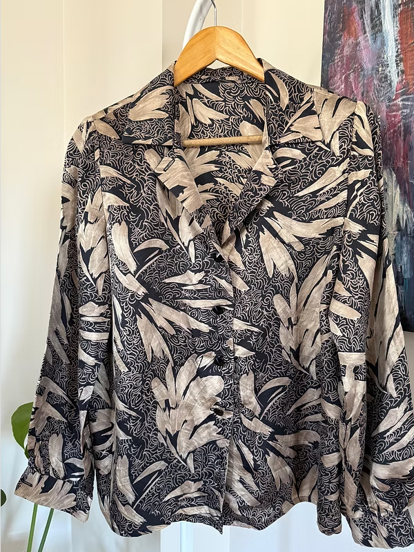 Vintage Desenli İpek Gömlek