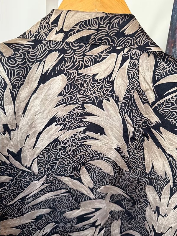 Vintage Desenli İpek Gömlek