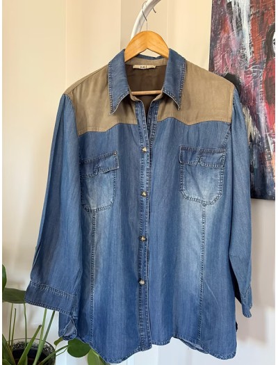 Foli Vintage Büyük Beden Jean Gömlek Foli Vintage Büyük Beden Jean Gömlek