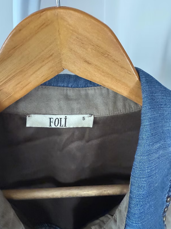Foli Vintage Büyük Beden Jean Gömlek
