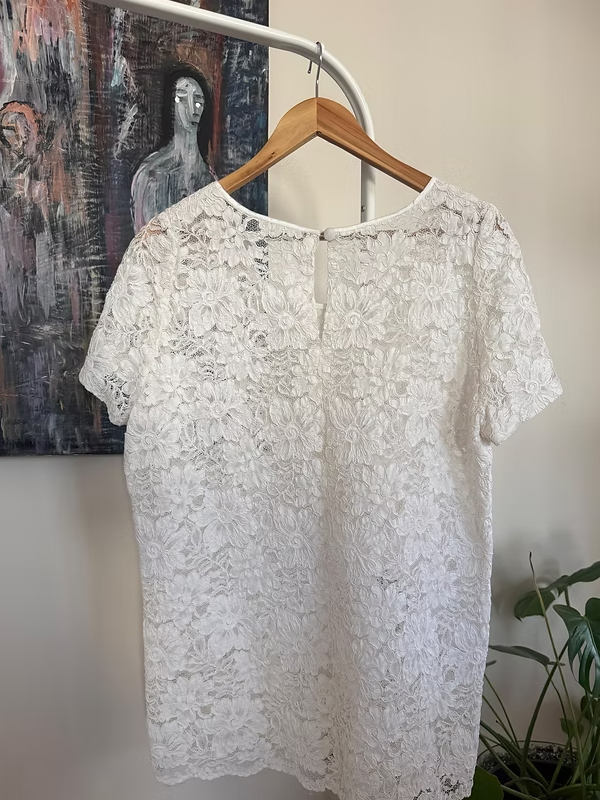 Vintage Full Güpür Beyaz Dantel Bluz