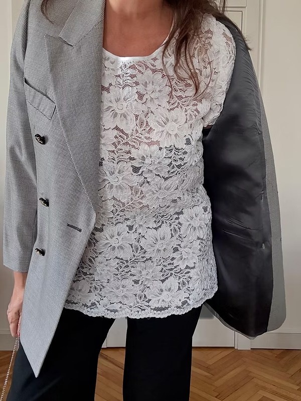 Vintage Full Güpür Beyaz Dantel Bluz