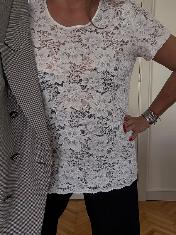 Vintage Full Güpür Beyaz Dantel Bluz