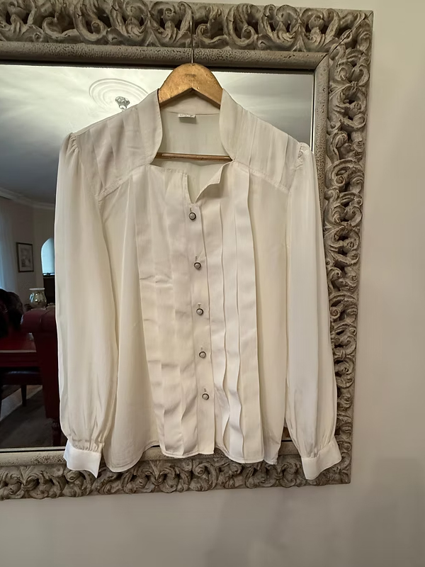 Vintage 100% Ipek Beyaz Gömlek