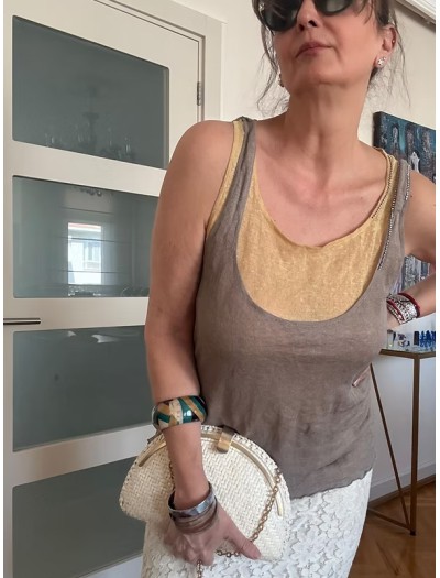 Vakko Vintage Keten Bluz