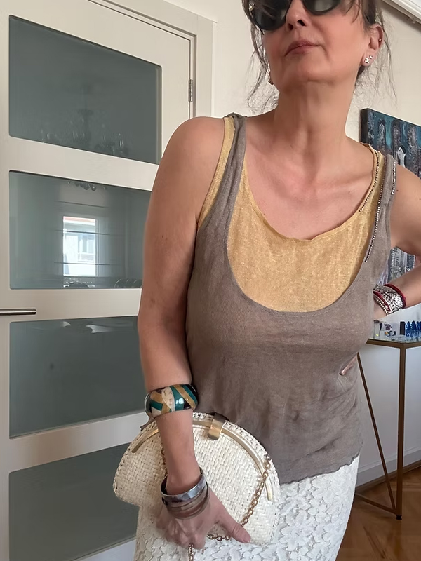 Vakko Vintage Keten Bluz