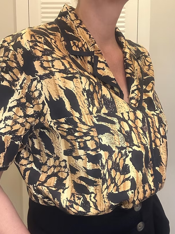 Vintage İpek Desenli Gömlek