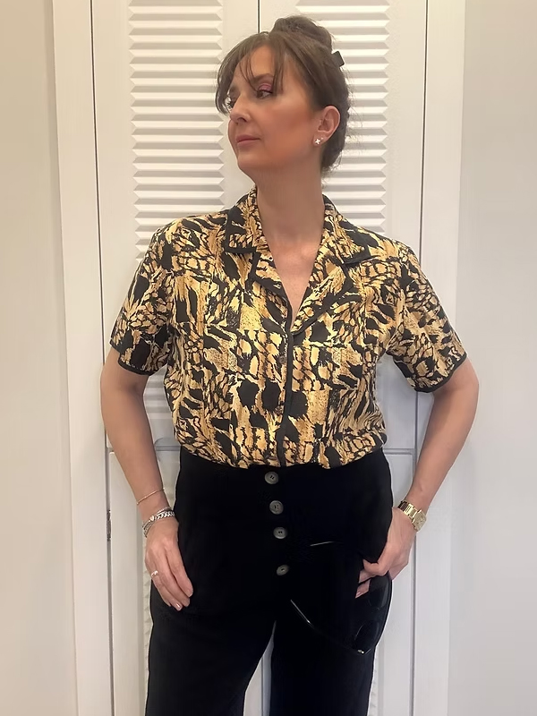 Vintage İpek Desenli Gömlek